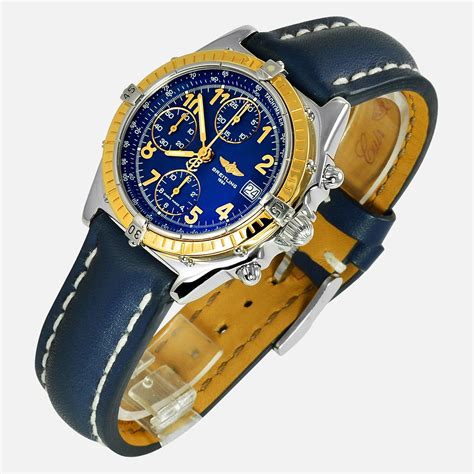 breitling blue face gold